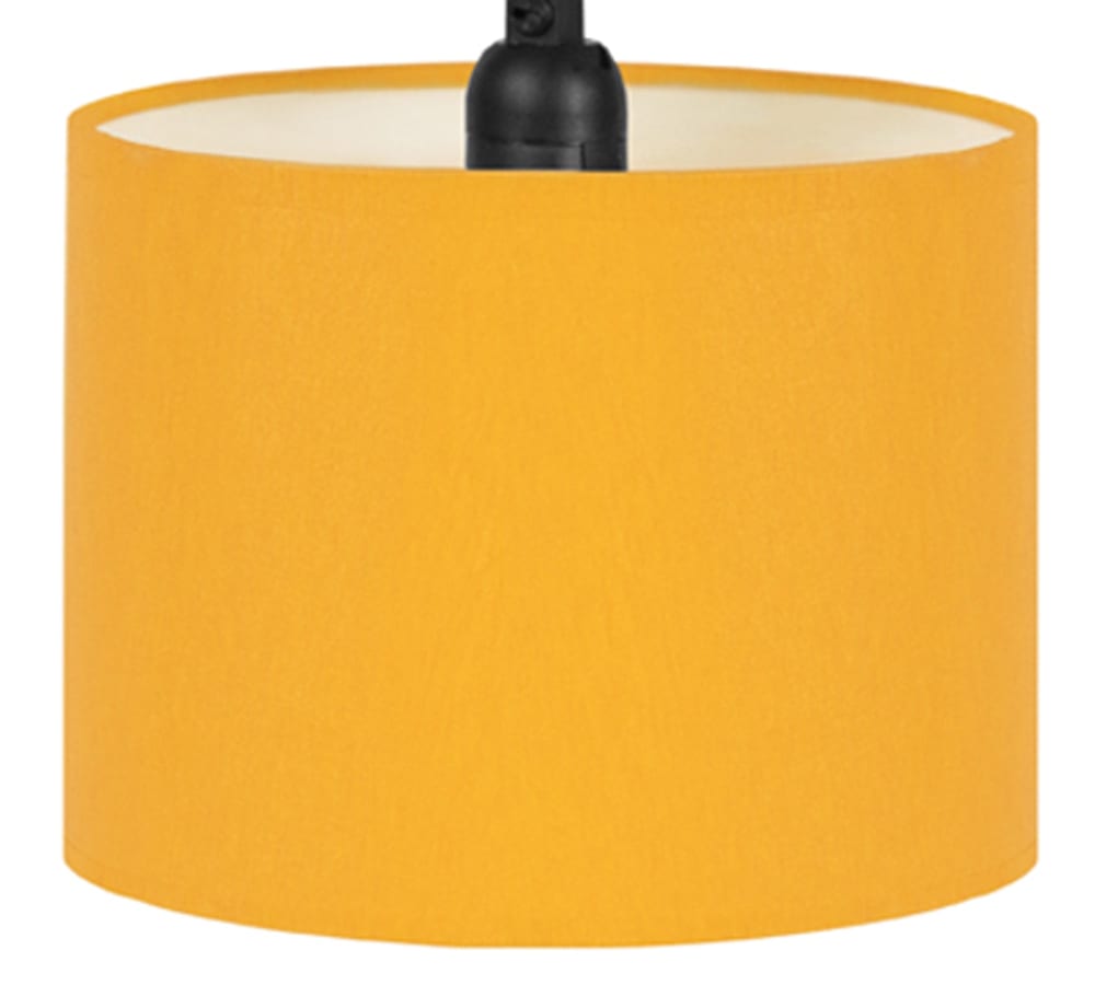 Lampe de table métal et bois naturel abat-jour jaune — vue 4