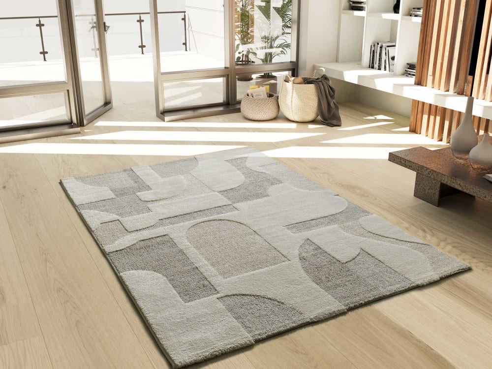 Tapis à relief moderne crème/gris 160x230 cm — vue 3