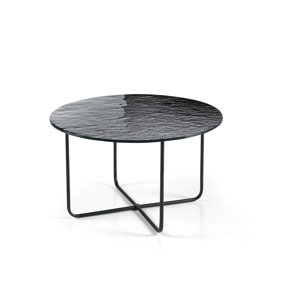 Table+basse+ronde+noire+cm+Ø+60x33h