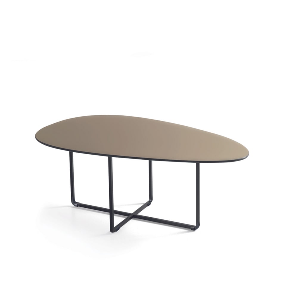 Table+basse+en+metal+marron+90x50+cm+35h