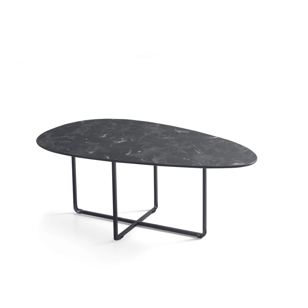 Table+basse+en+metal+noir+90x50+cm+35h