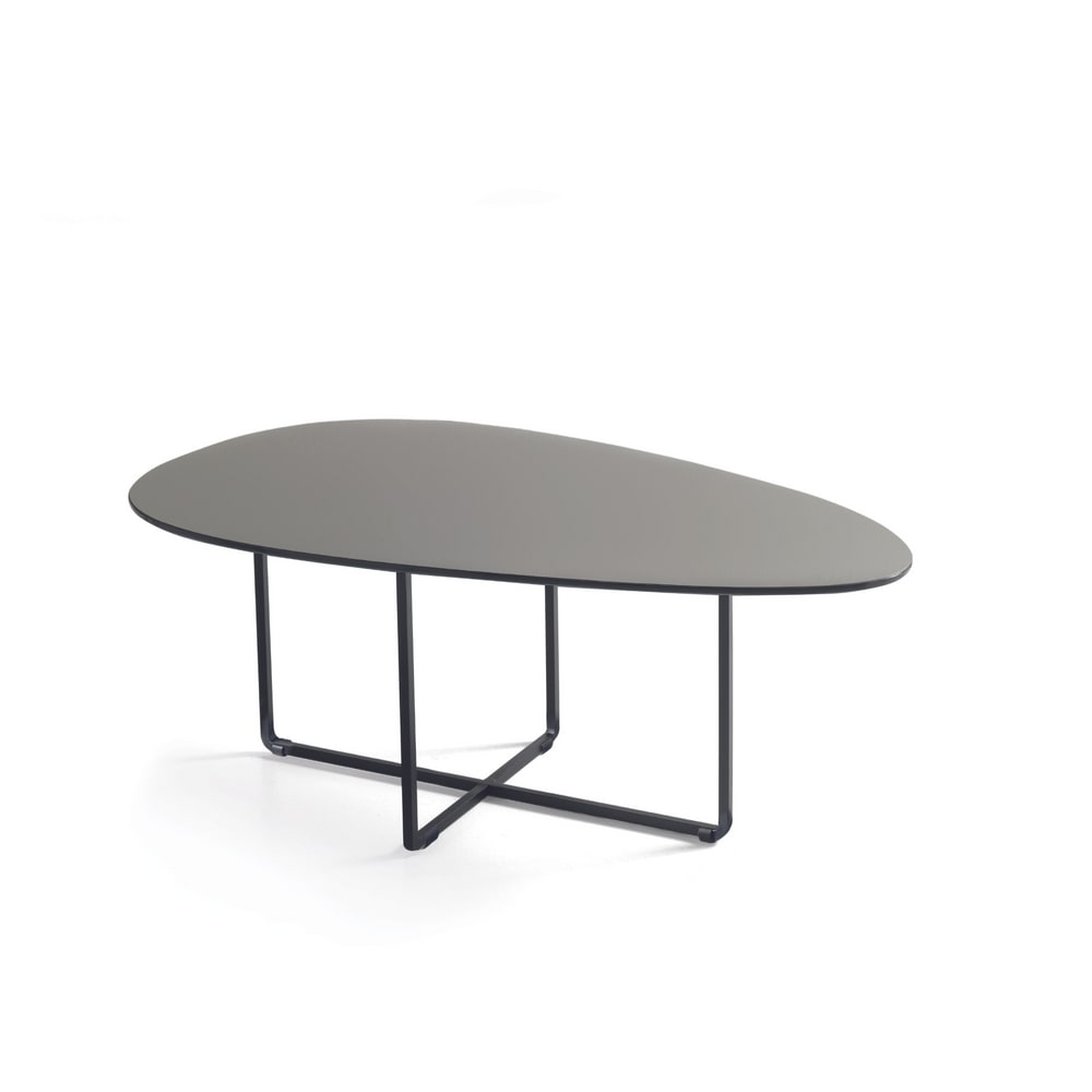 Table+basse+en+metal+gris+90x50+cm+35h