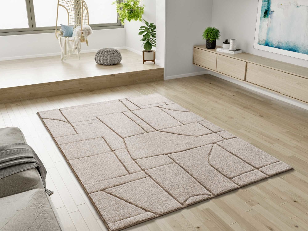 Tapis à relief scandinave crème 120x170 cm — vue 3
