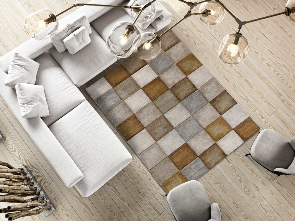 Tapis damier rouille/beige/gris 80x150 cm — vue 3