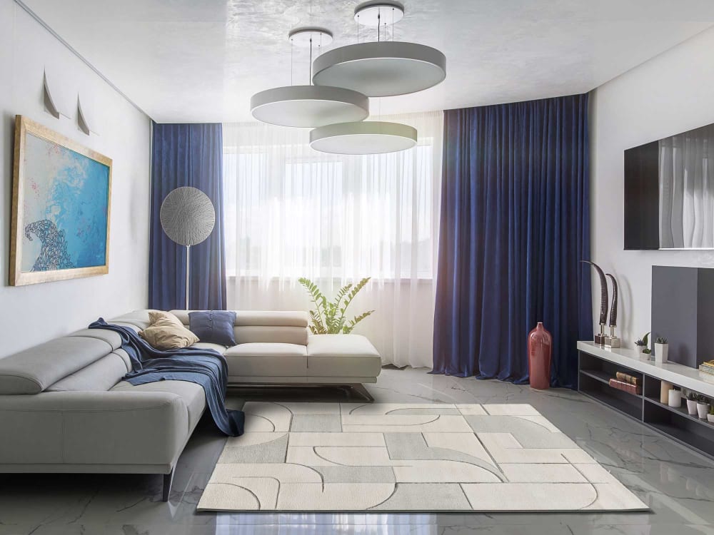 Tapis géométrique crème 120x170 cm — vue 3