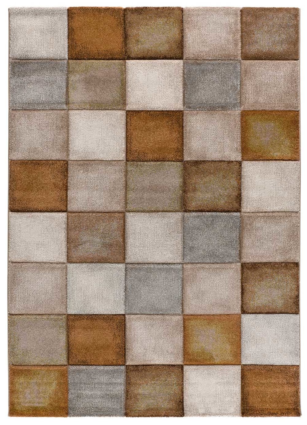 Atticgo Geometrischer Teppich mit Schachbretteffekt in Rosttönen, 160x230 cm style modern Braun Öko-Tex Zertifikat Pp - Polypropylen