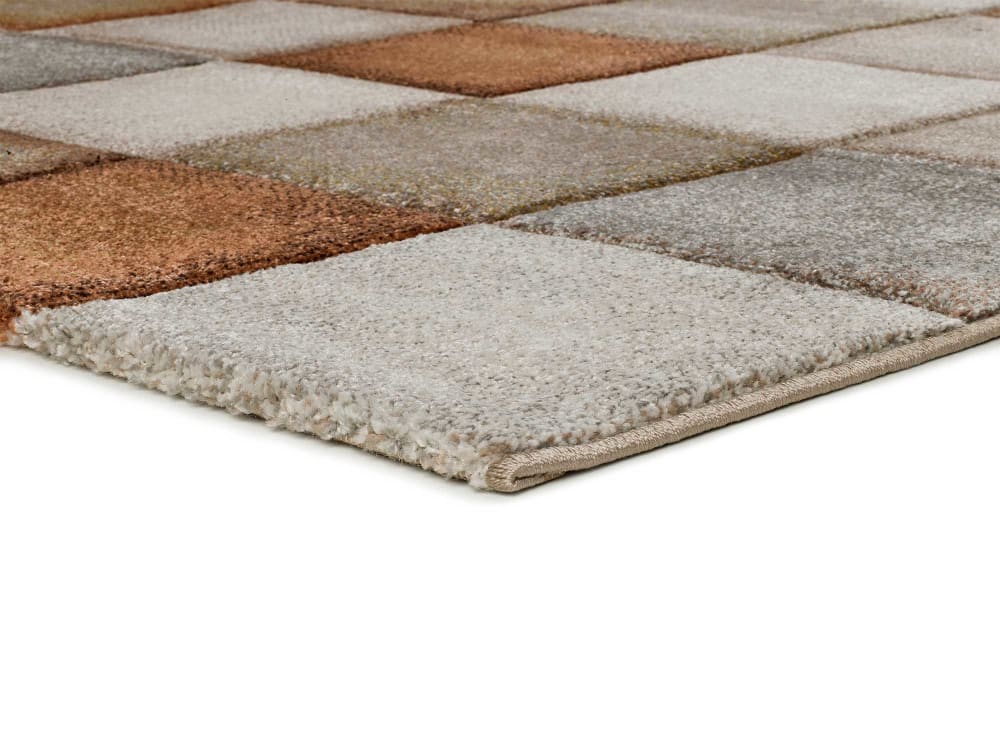 Tapis damier rouille/beige/gris 120x170 cm — vue 4