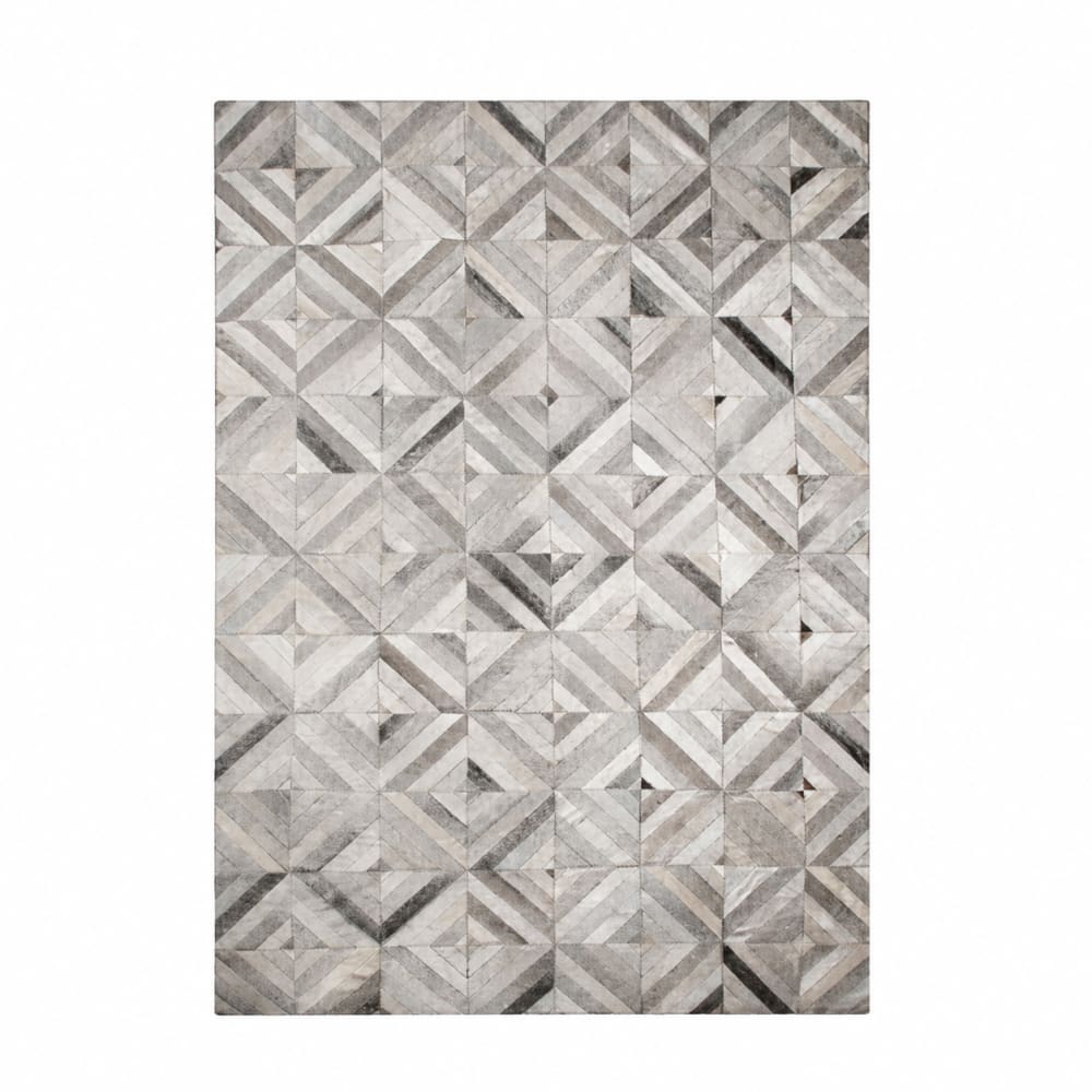 Sia Deco Dekorativer Teppich mit Parketteffekt aus Kuhfell-Leder 230x160, Grau style modern Grau Leder