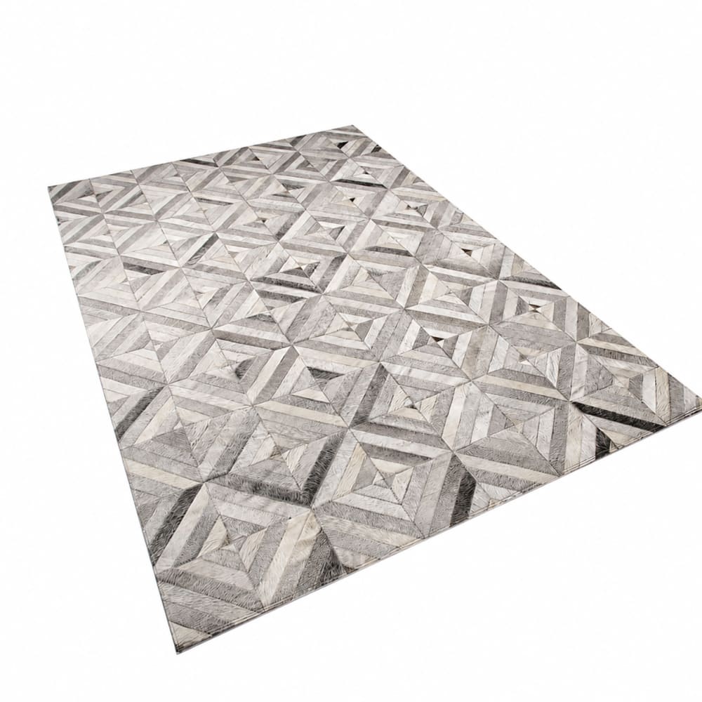 Tapis décoratif effet parquet en cuir d'hairon gris 230x160 — vue 4