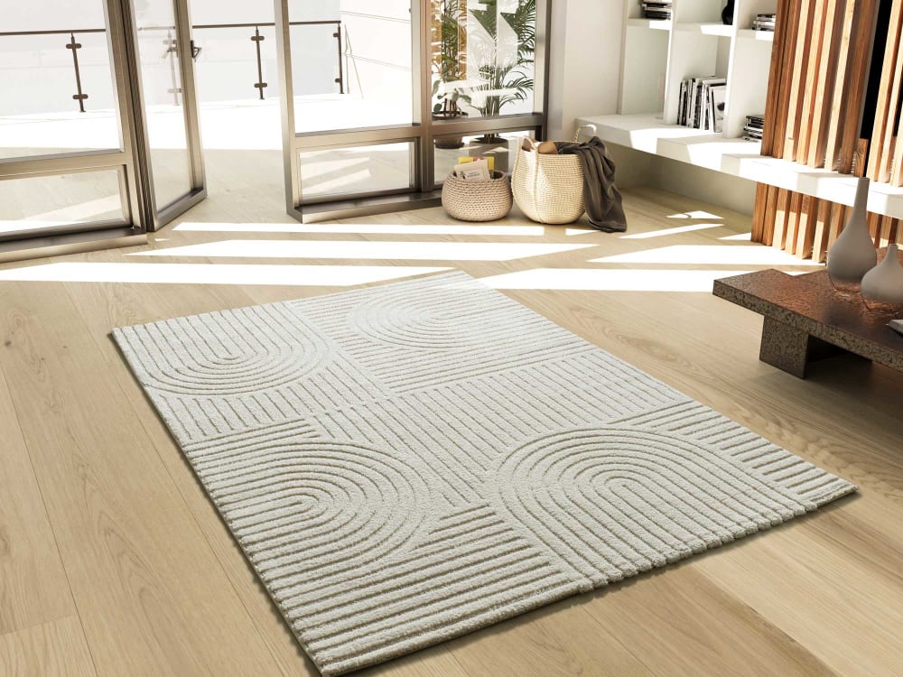 Tapis à relief moderne crème 120x170 cm — vue 3
