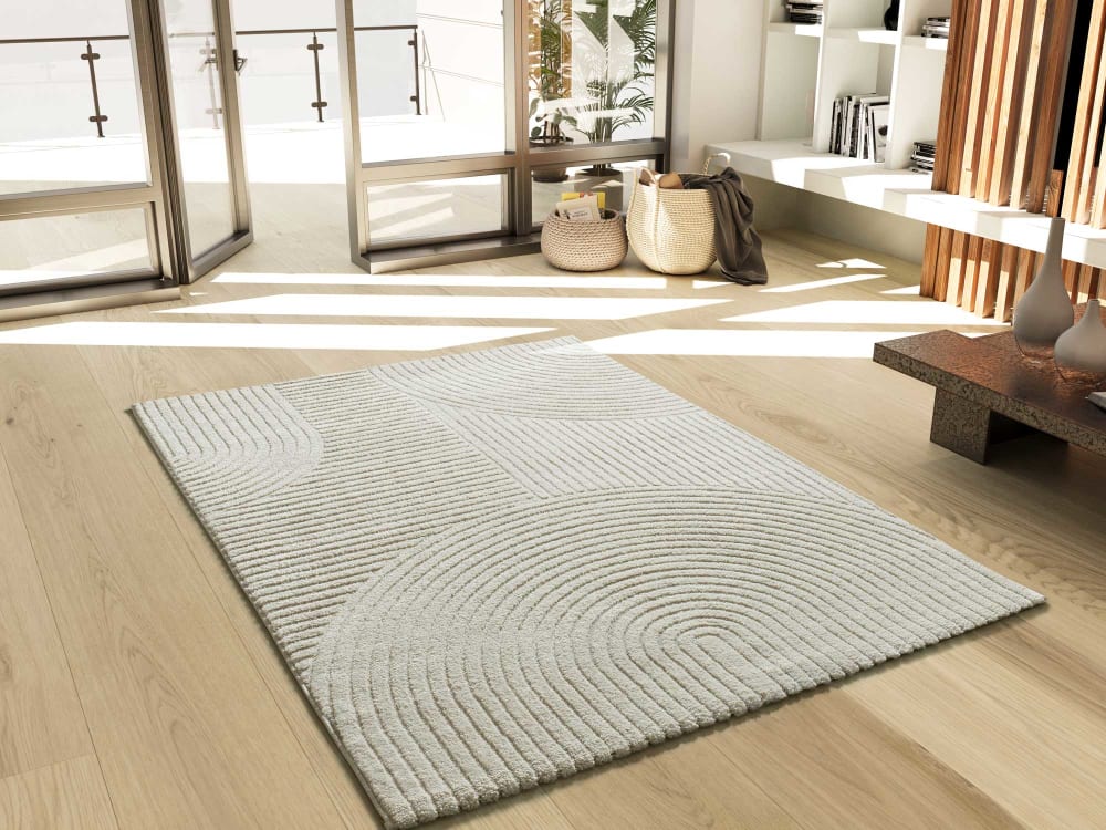 Tapis à relief géométrique crème 160x230 cm — vue 3