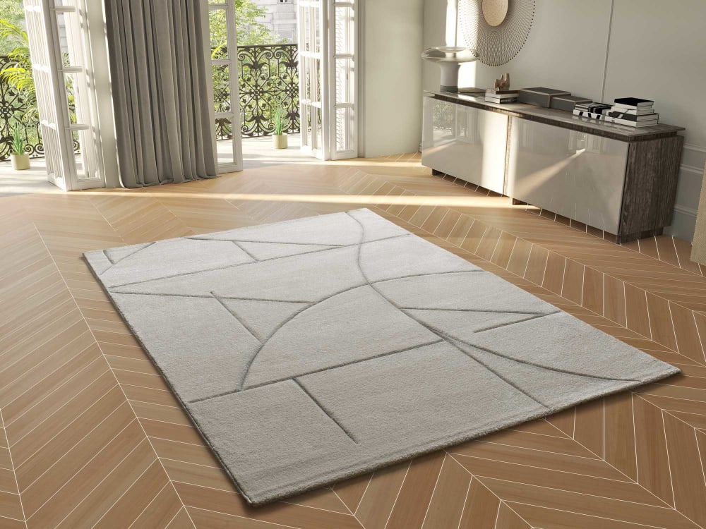 Tapis géométrique crème 80x150 cm — vue 3