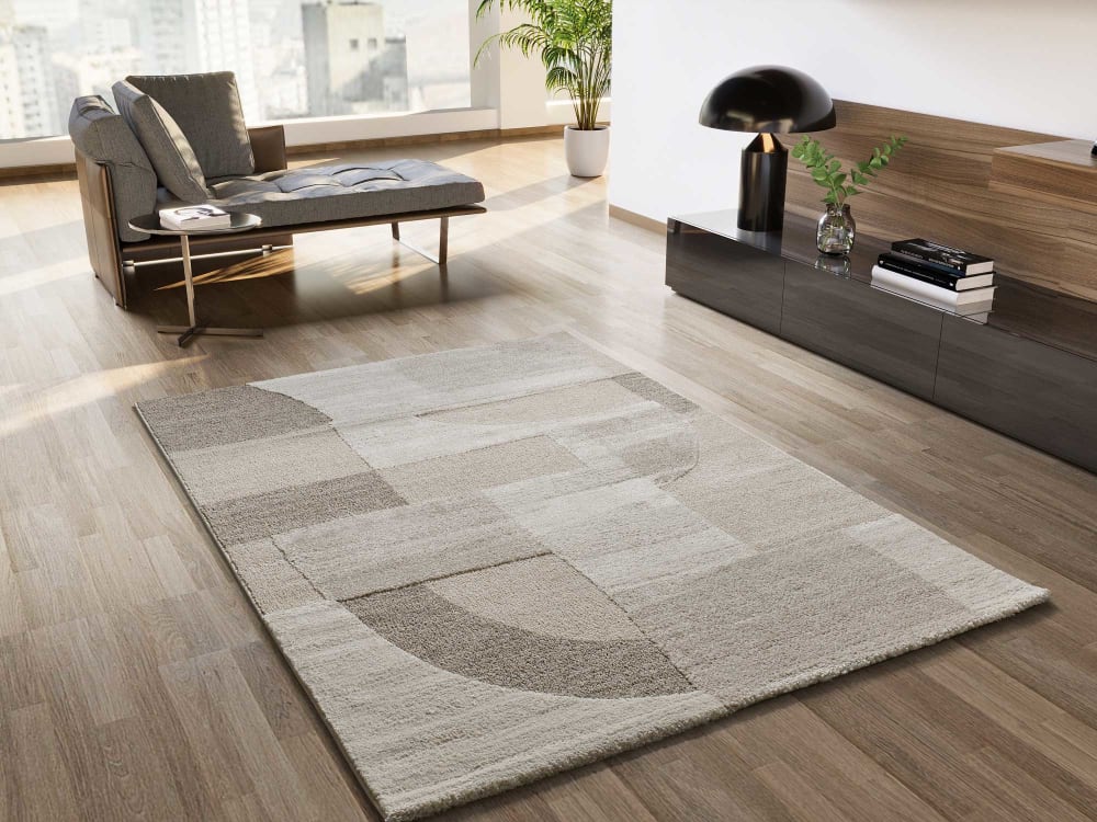 Tapis à relief moderne crème/gris 120x170 cm — vue 3