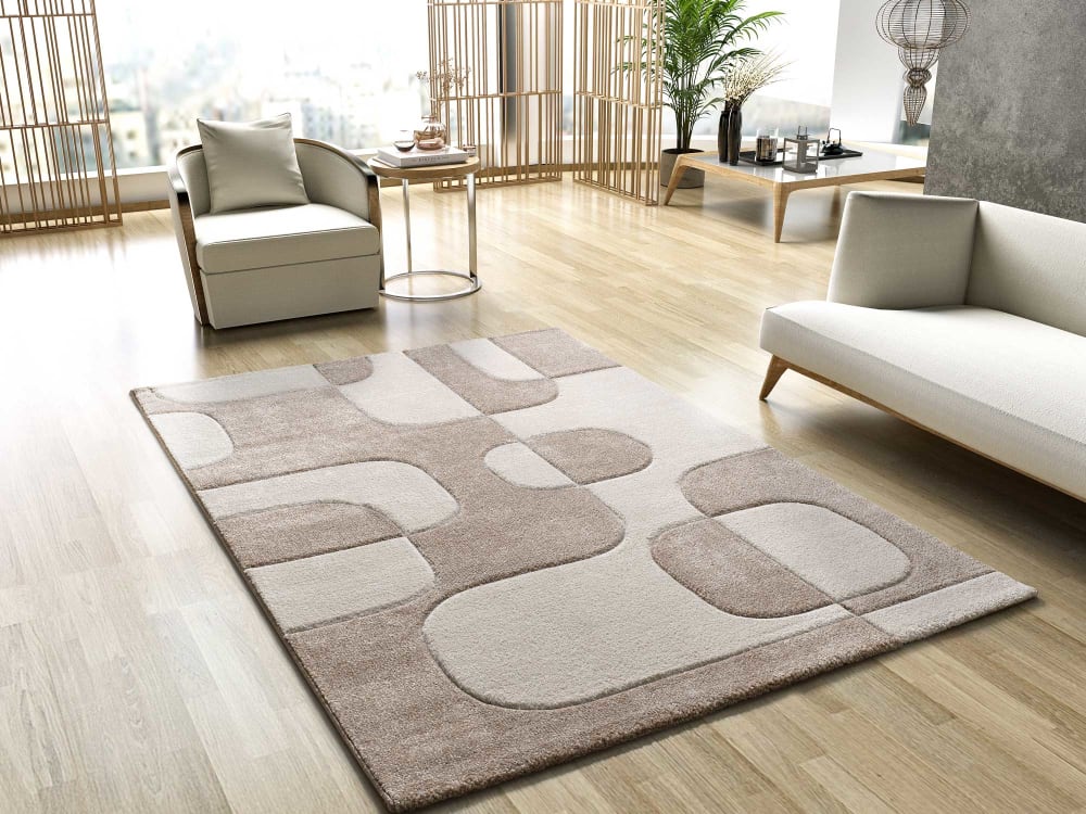Tapis formes organiques crème/beige 160x230 cm — vue 3