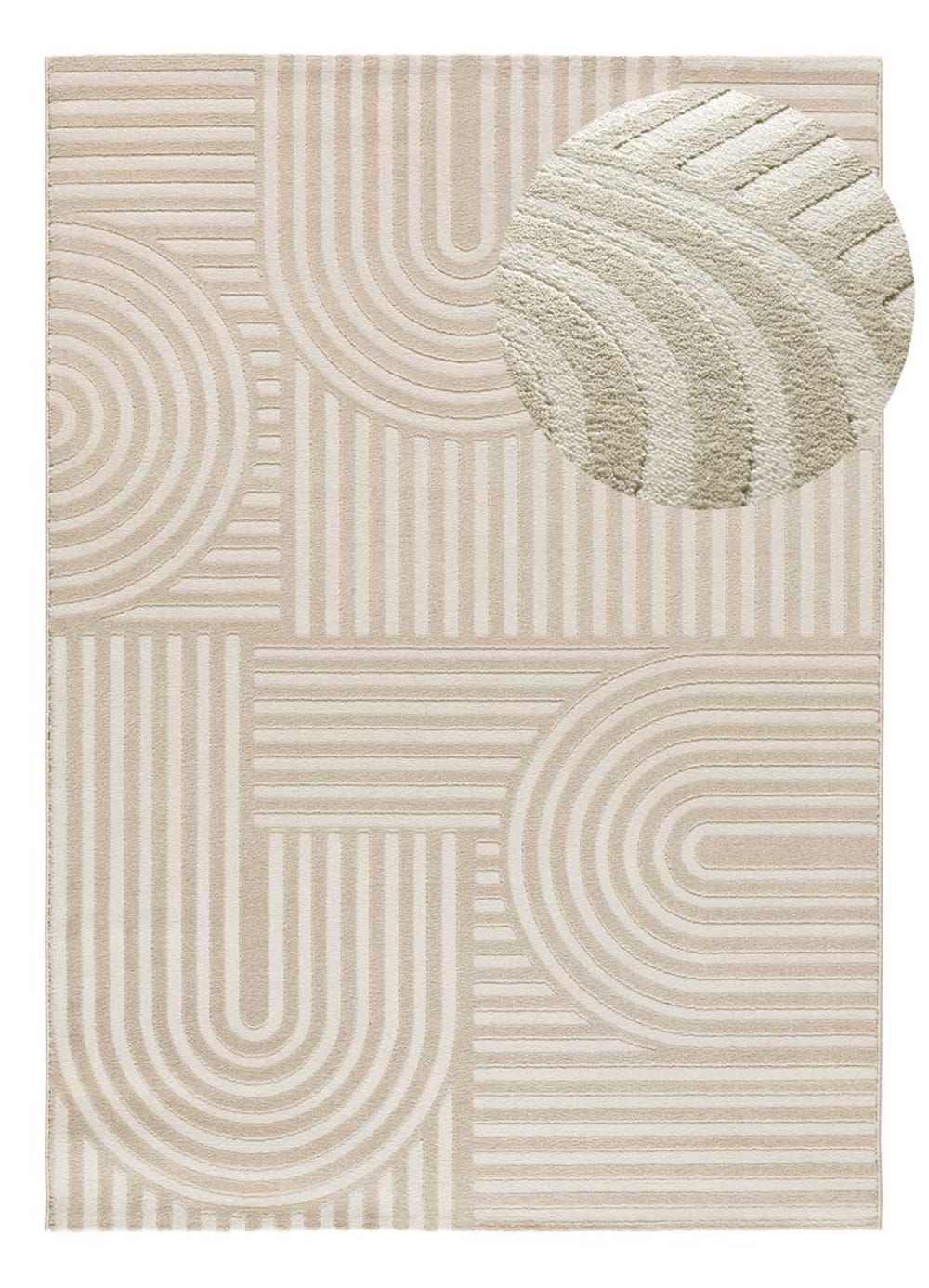 Atticgo Teppich im skandinavischen Stil weiß geprägt, 80x150 cm style modern Beige Öko-Tex Zertifikat Pp - Polypropylen