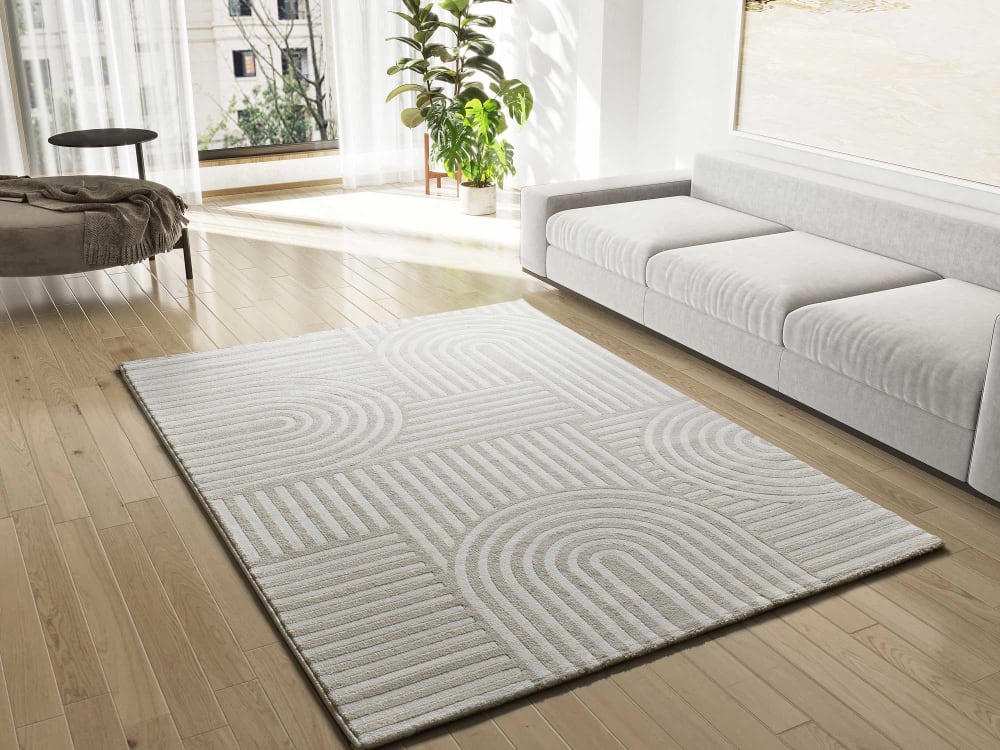 Tapis à relief géométrique blanc/crème 80x150 cm — vue 3