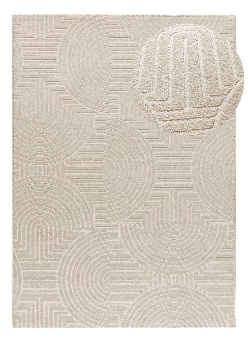 Tapis à relief géométrique blanc/crème 133x190 cm