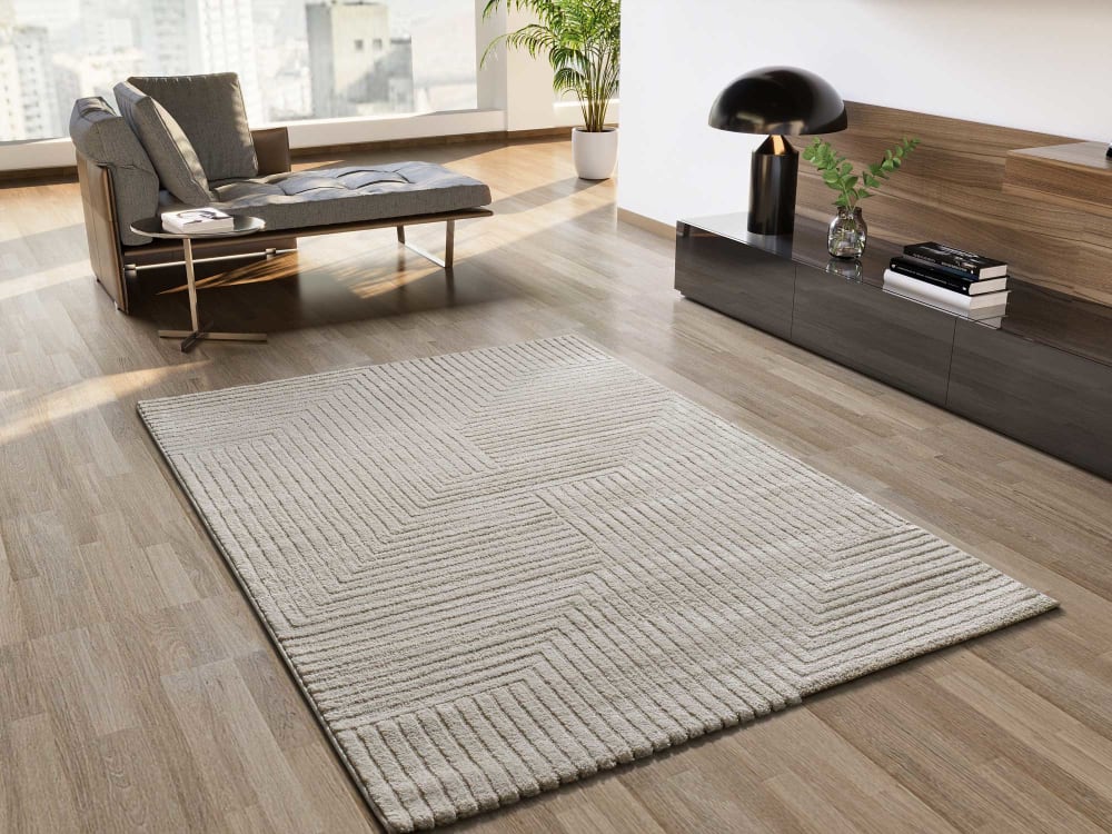 Tapis à relief géométrique crème 120x170 cm — vue 3