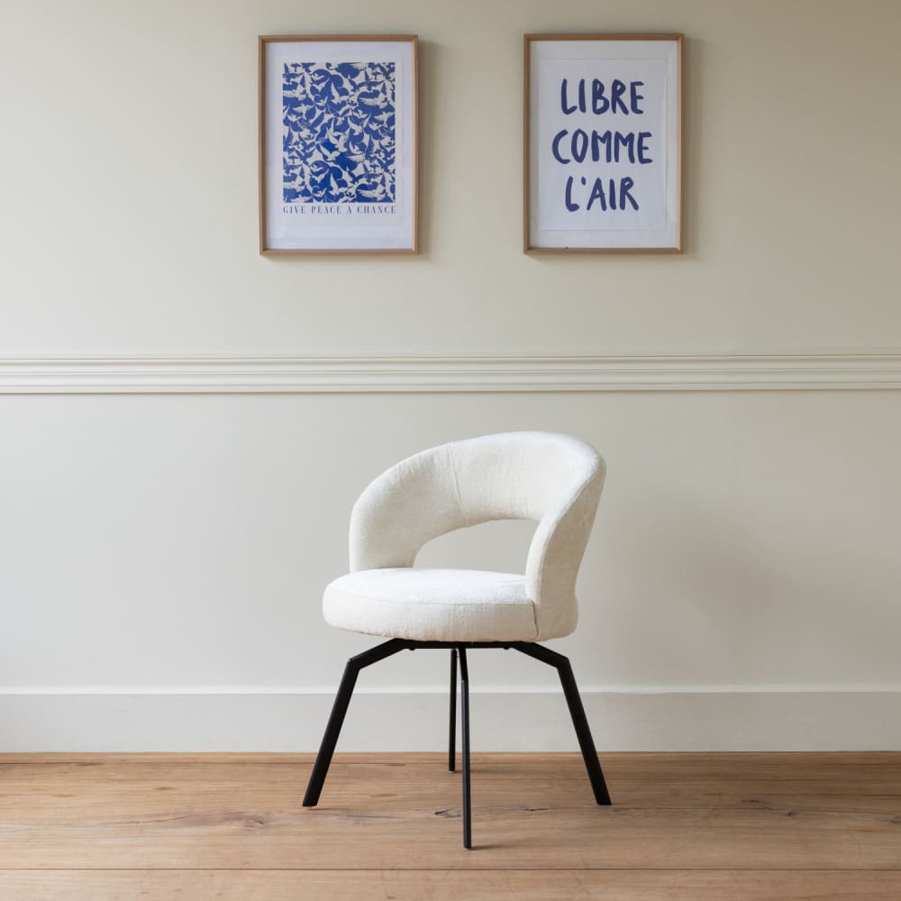 chaise en chenille beige
