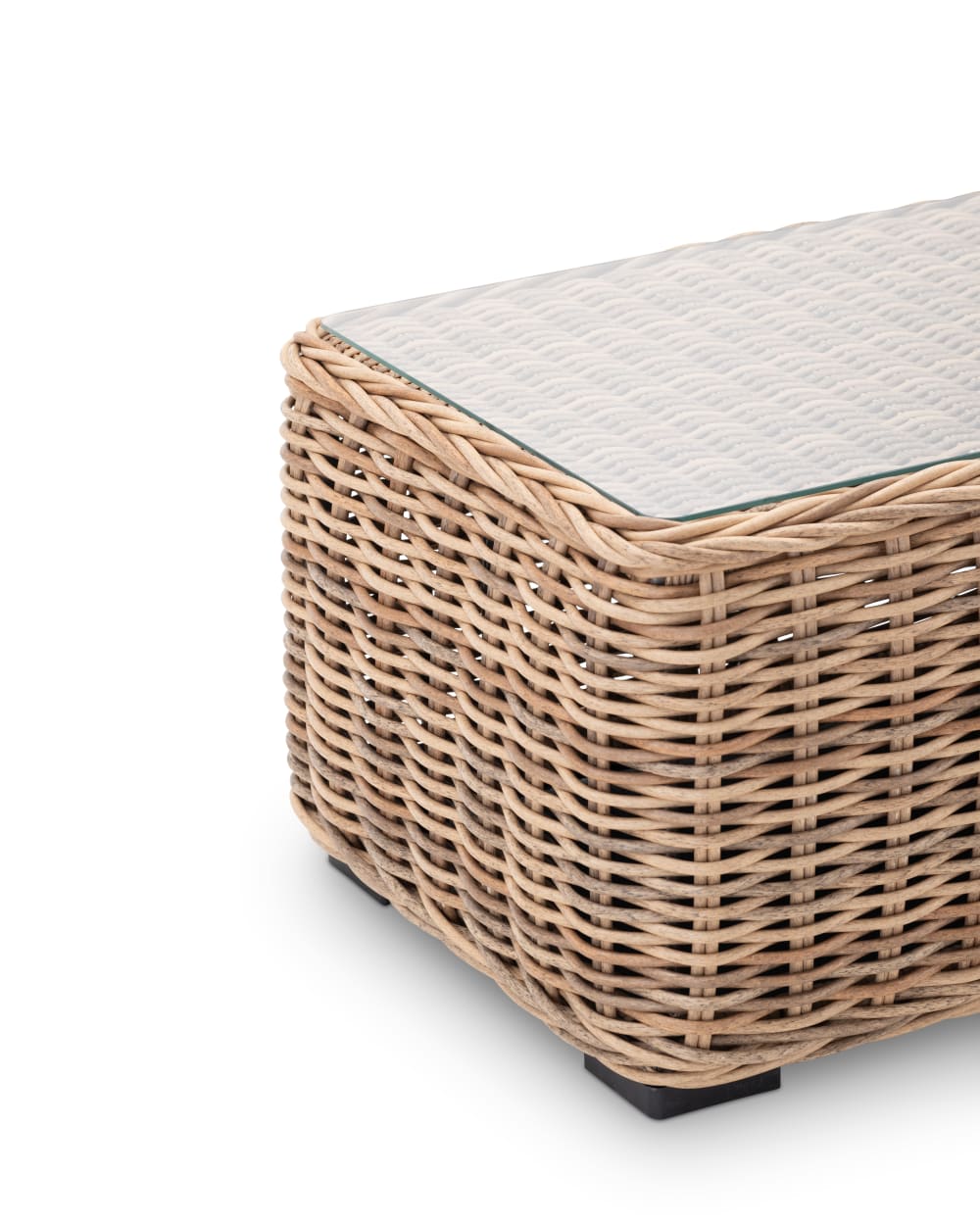Table basse jardin rotin synthétique couleur naturel