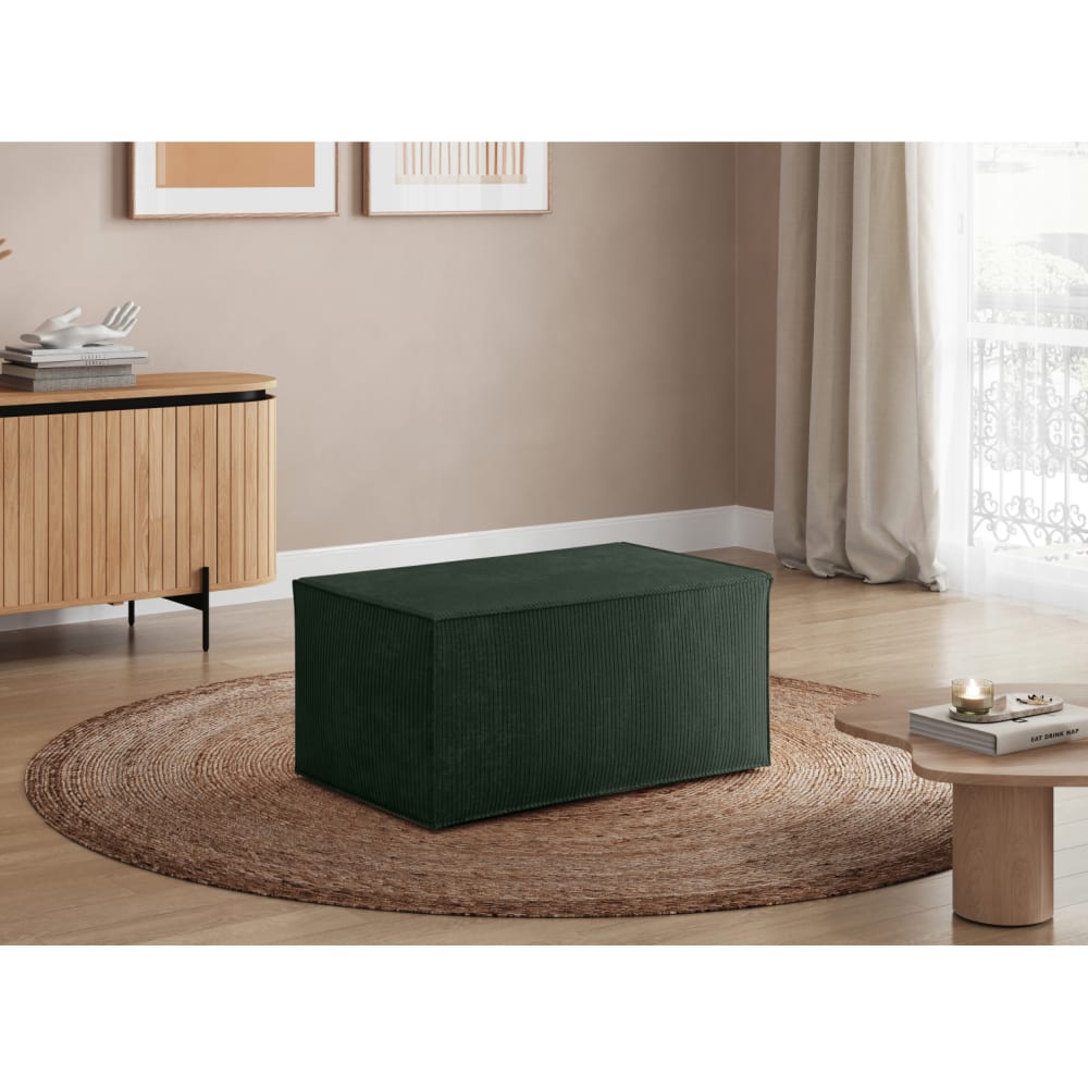 Pouf en velours côtelé - vert foncé - Maisons du Monde
