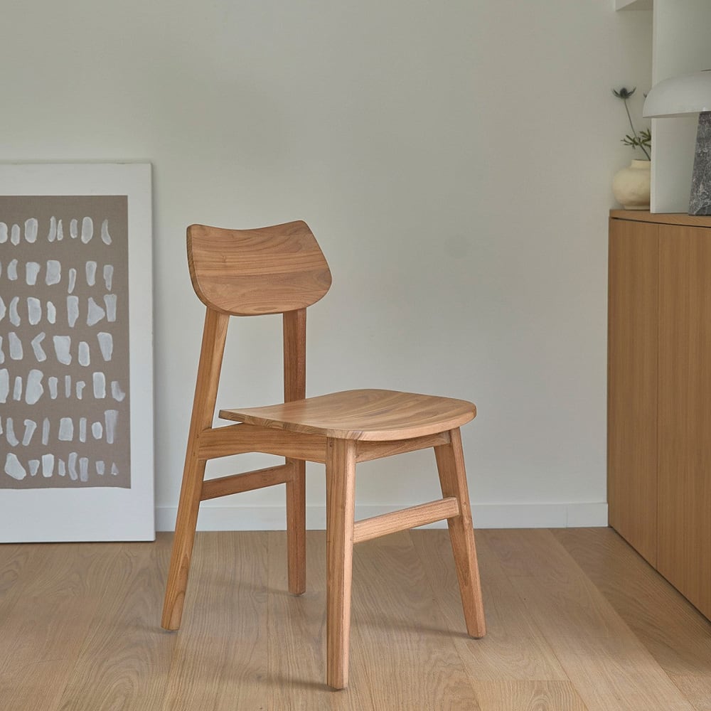 BERAH GETAH Stuhl aus massivem Teakholz style modern Beige