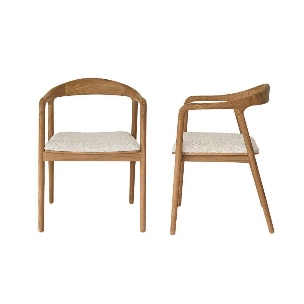 Chaises en teck massif assise bouclette (lot de 2) - Maisons du Monde