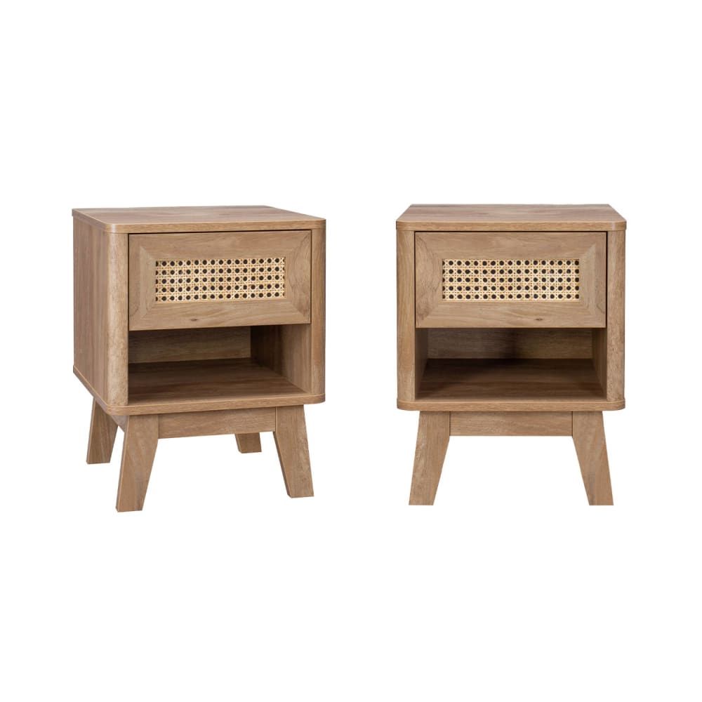Lot de 2 tables de chevet 1 tiroir 1 niche cannage