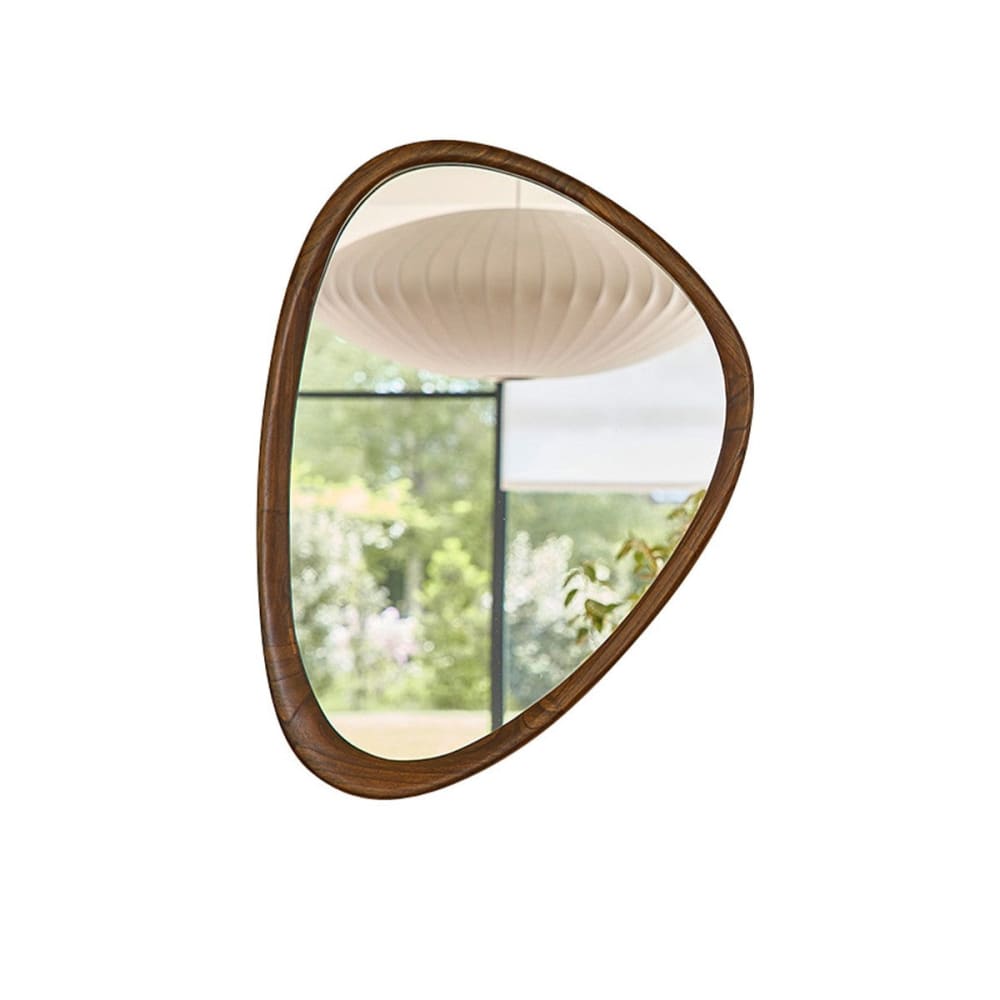 Miroir organique en mindi massif finition noyer 75x60 cm cm