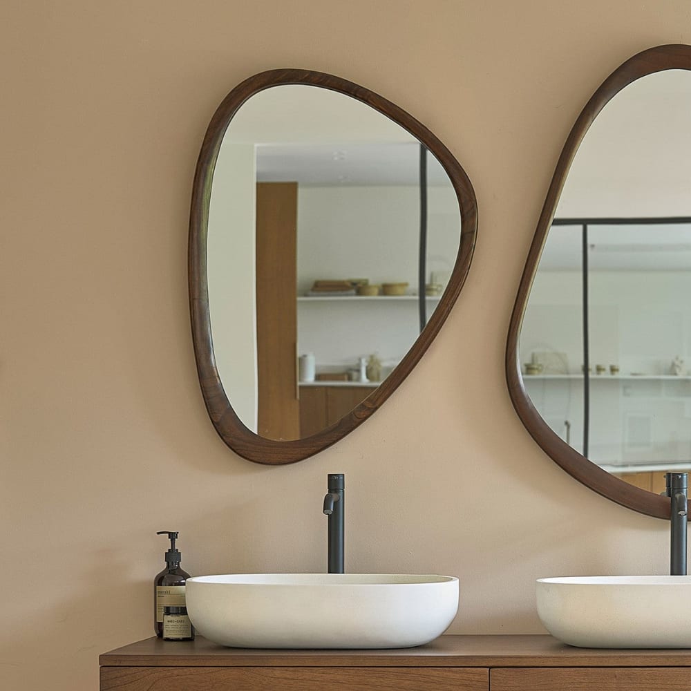 BERAH GETAH Spiegel aus massivem Mindi 75 cm style modern Braun Holz
