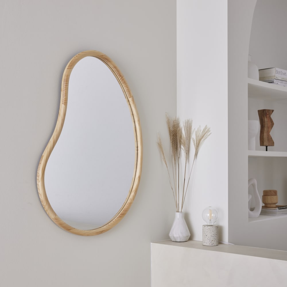 sweeek Organischer Spiegel aus Tannenholz 95cm style modern Beige