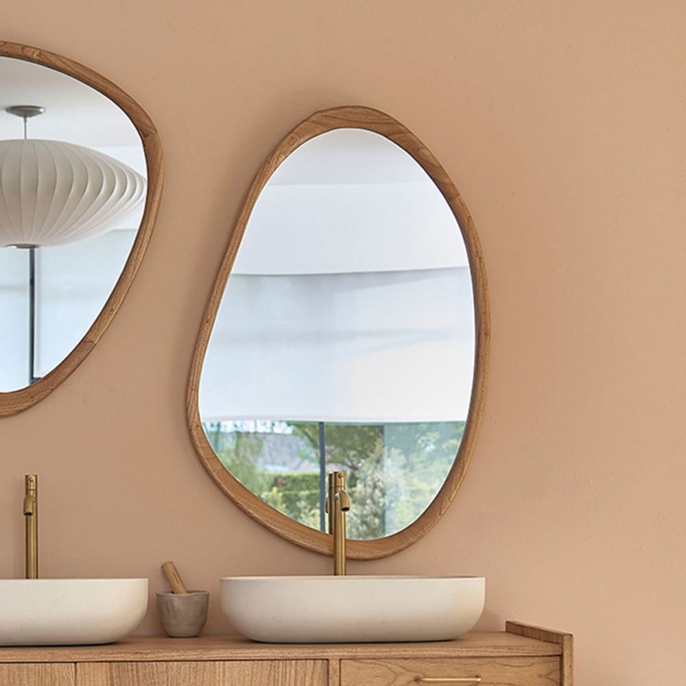 BERAH GETAH Spiegel aus massivem Mindi 90 cm style modern Beige Holz