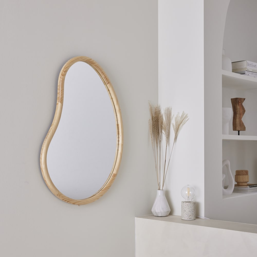 sweeek Natürlicher organischer Spiegel aus Tannenholz 85cm Beige