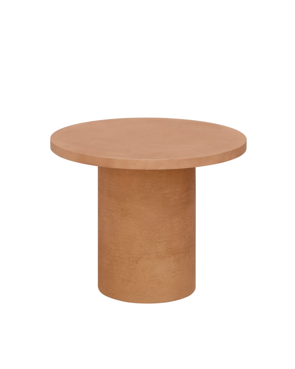 Table basse ronde en microciment de teinte terracotta 45x60cm