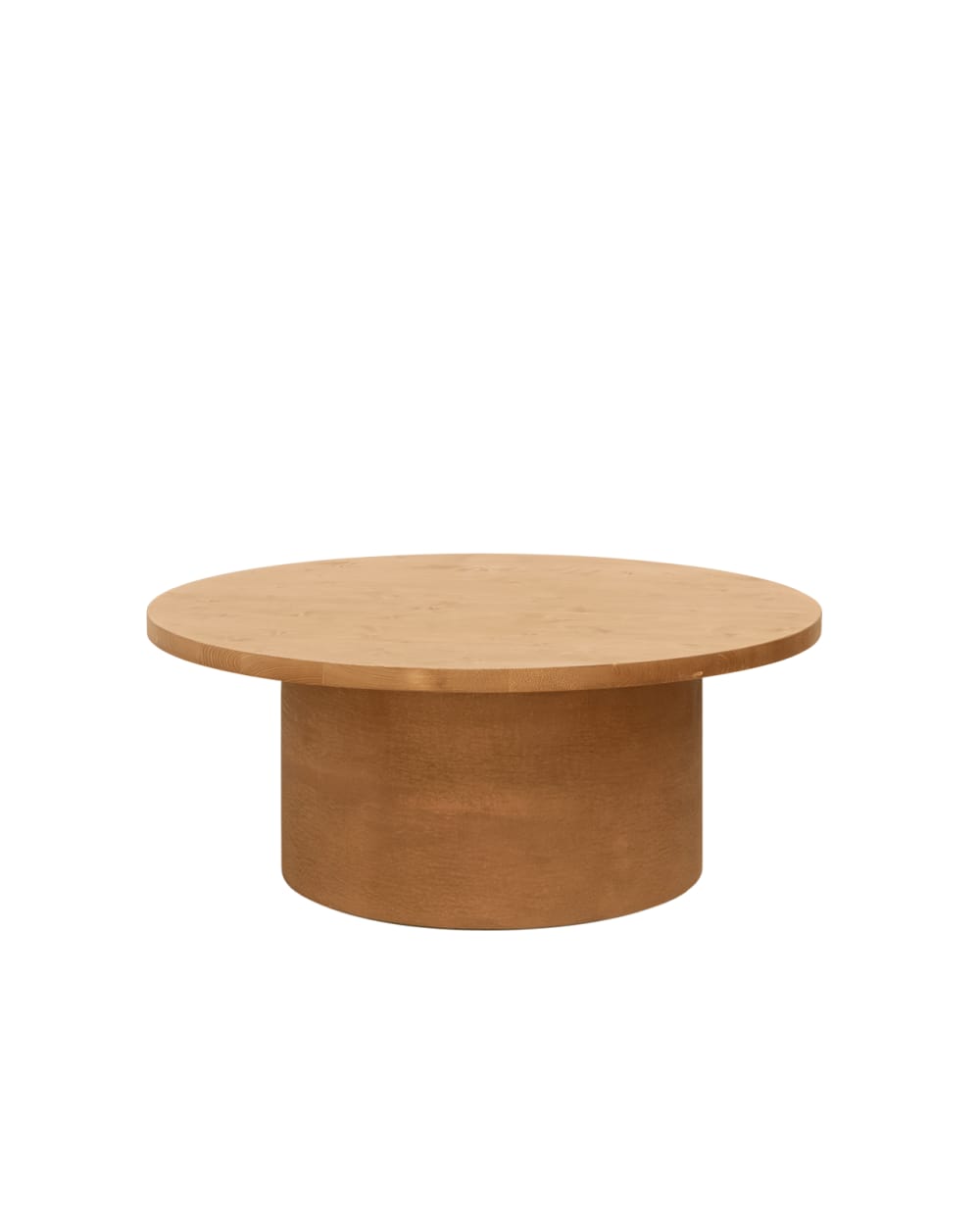Table basse ronde en bois teinte chêne foncé en teinte terre 50x60cm