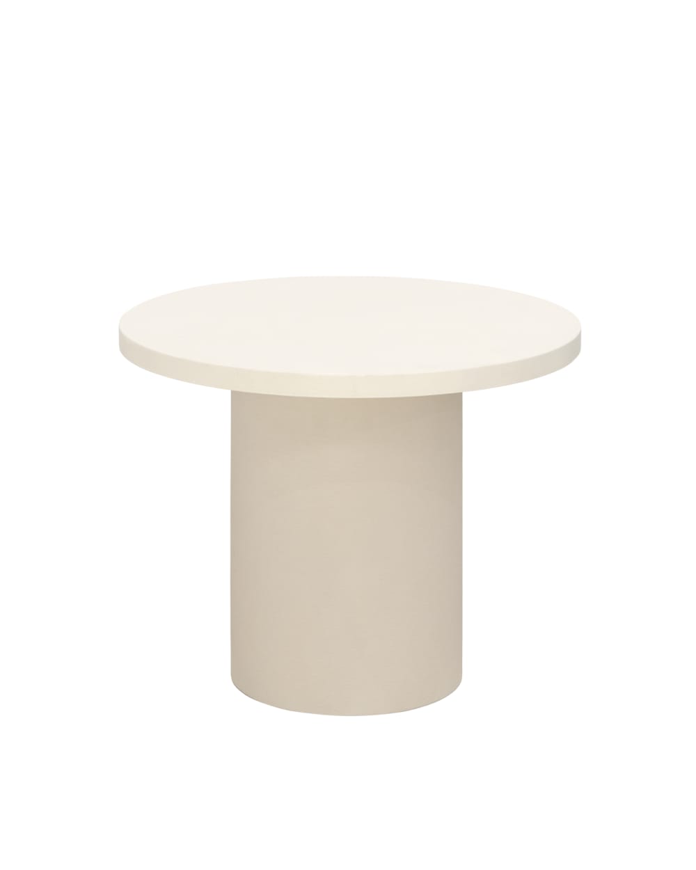 Table basse ronde en microciment de teinte blanc cassé 45x60cm