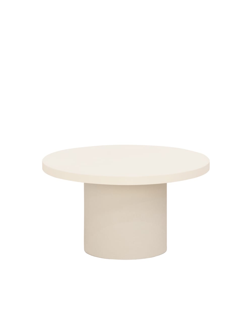 Table basse ronde en microciment de teinte blanc cassé 30x60cm