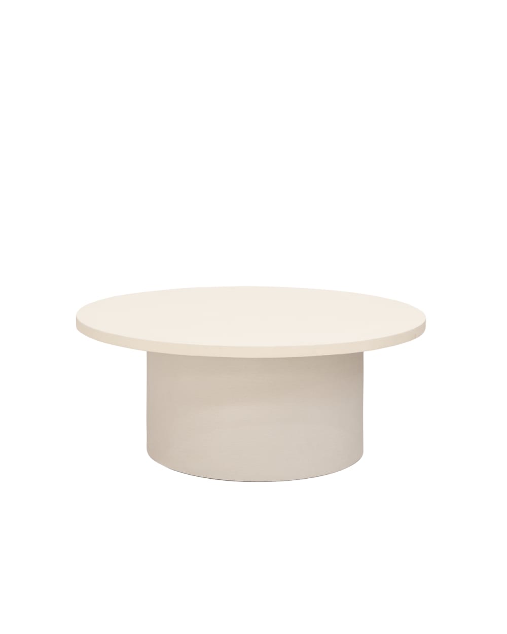 Table basse ronde en microciment de ton blanc cassé 50x60cm