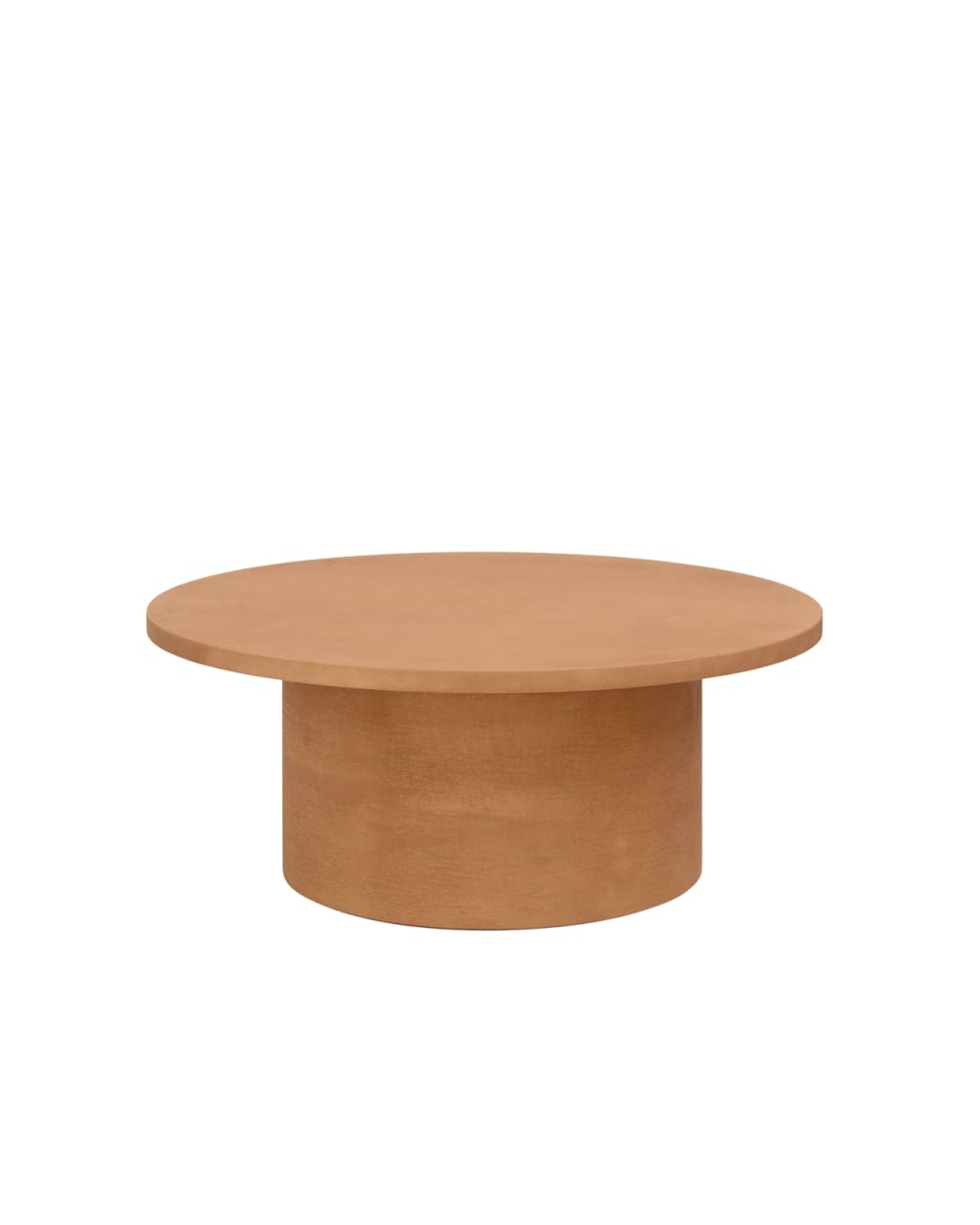 Table basse ronde en microciment de teinte terracotta 50x60cm