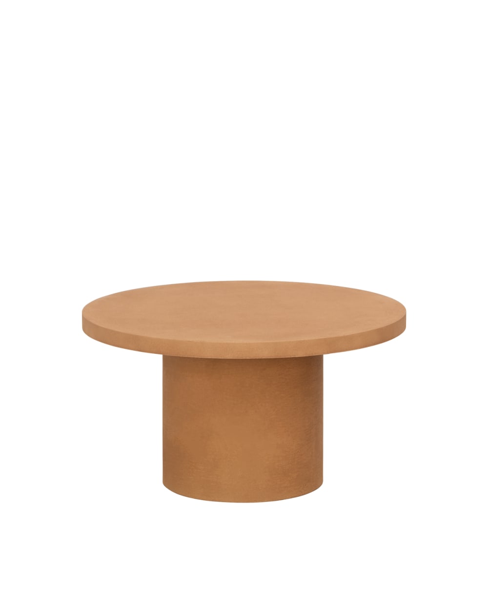 Table basse ronde en microciment de teinte terracotta 30x60cm