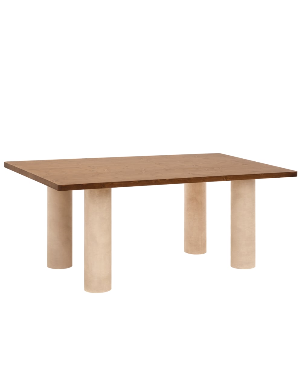 Table de salle à manger en bois teinte marron pieds teinte terre 180cm
