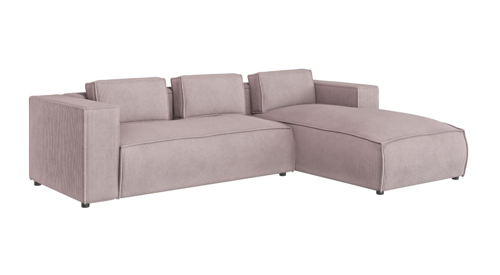 S-Style Modernes Ecksofa aus Puderrosa Cord-Bezug style modern - Pes - Polyester