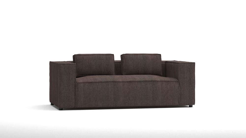 S-Style Möbel Modernes Sofa 2-Sitzer aus Cord-Stoff, Dunkelbraun style modern - Pes - Polyester