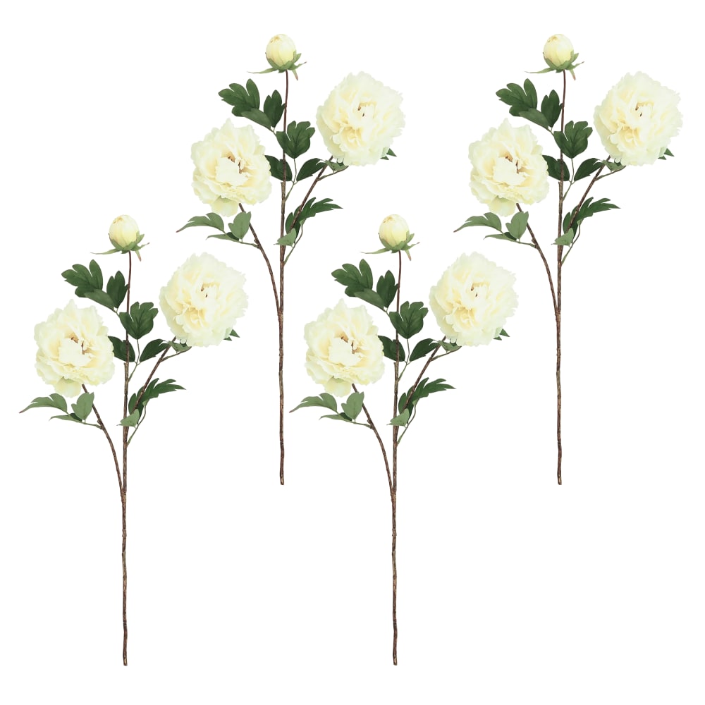 Pivoine artificielle en tige blanche 70cm lot de 4