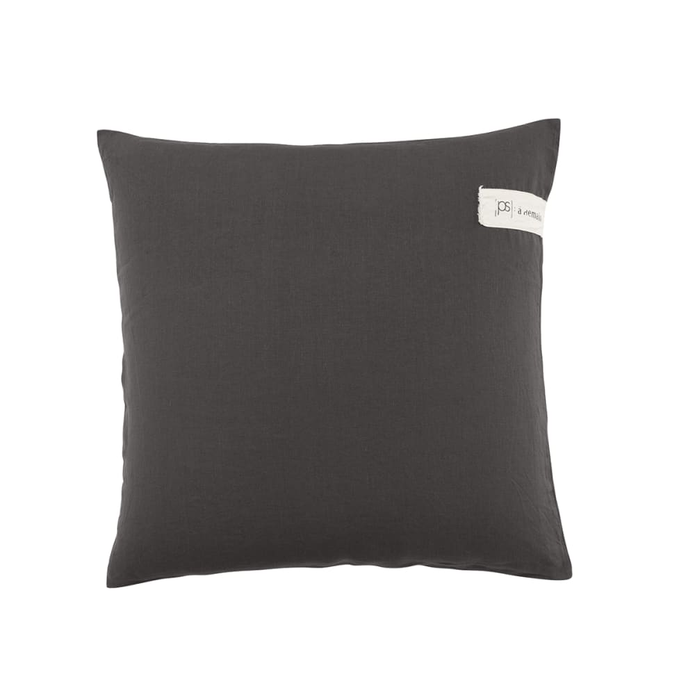 Taie d'oreiller unie en lin gris charbon 64x64