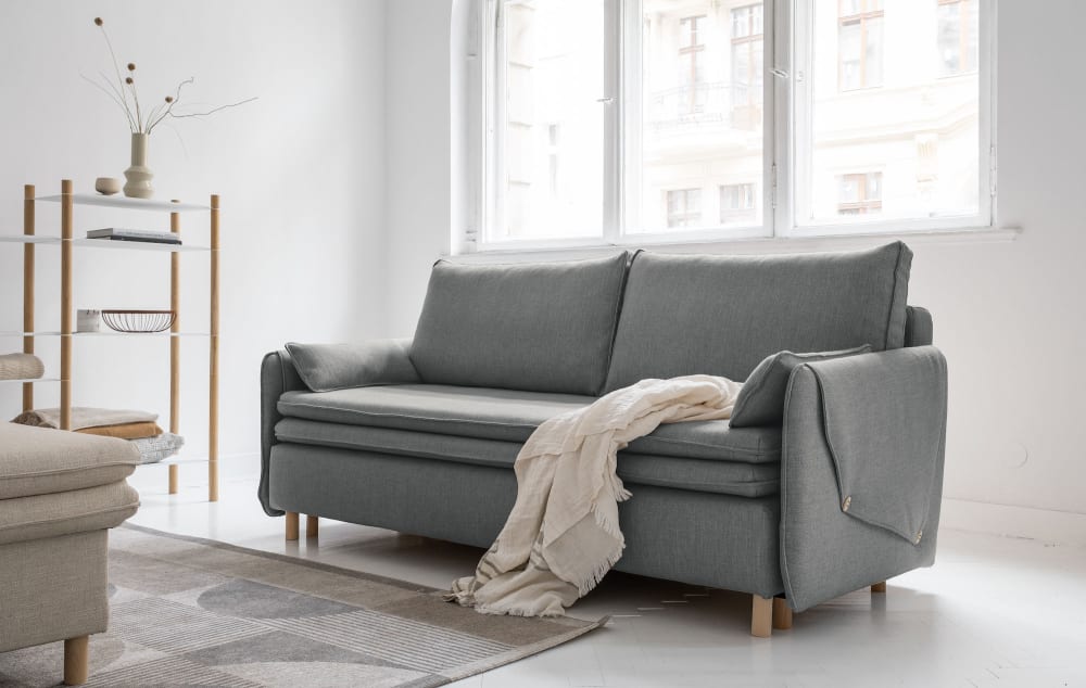 Canapé 3 pl convertible antitache, gris
