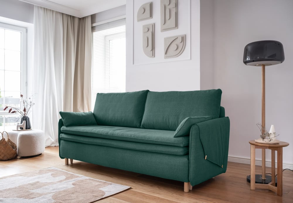 Canapé 3 pl convertible, turquoise