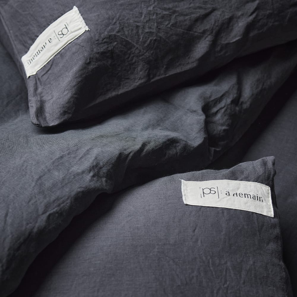 Drap housse uni en lin gris charbon 180x200 — vue 4