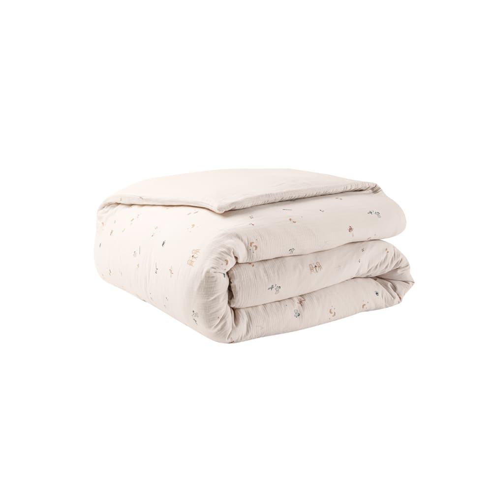 Housse de couette imprimée en gaze de coton beige 260x240 — vue 3