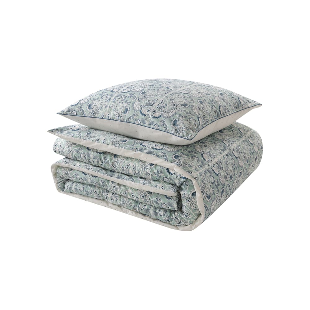 Parure de lit imprimée en percale de coton bleu 260x240 cm — vue 3